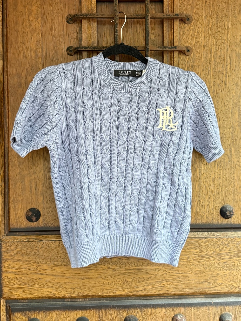 Lauren Ralph Lauren grayish blue Cable Knit Short-Sleeve Sweater size XS, M